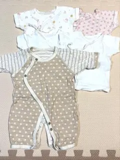 低体重児 ベビー肌着4枚、ロンパース1枚セット