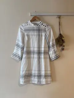 H&M チェック柄 ひざ丈ワンピース 長袖　七分袖