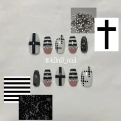 8 現品ネイルチップ シズニルック 十字架 y2k レース ウィッシュコア 韓国