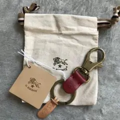 新品IL BISONTE レザーキーホルダーキーリング レッド
