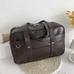 スクバ ブラウン 大容量 シンプル 可愛い 通学バッグ スクールバッグ茶　肩掛け