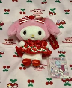 マイメロディ　いちご新聞　マスコットホルダー　ノベルティステッカー