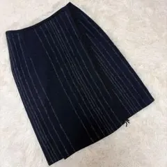 ELZA エルザ　タイトスカート　ニットスカート　ストライプ　ブラック　上品