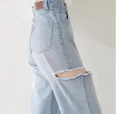 Chico ダメージワイドデニムパンツ
