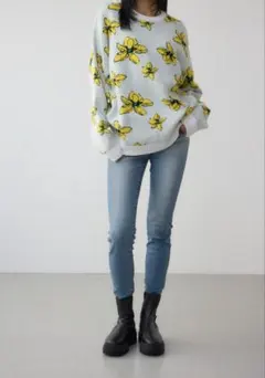 AZUL　BY MOUSSY メンズ　セーター　フラワーダブルジャガードニット