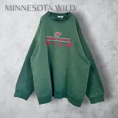 【MINNESOTA WILD】　90s ロゴ刺繍　トレーナー　ヴィンテージ　緑のサムネイル