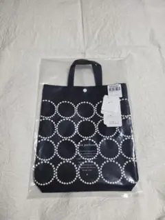 未使用　ミナペルホネン　ハンドメイド　symphony　タンバリン　バッグ ミナペルホネン タンバリン[white×navy]とリネン 2wayトート