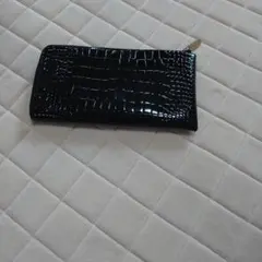クロコダイル型押し長財布 ブラック美品のサムネイル
