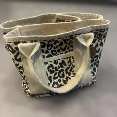 ヒョウ柄キャンバスショルダーバッグ レディース 中古 大容量