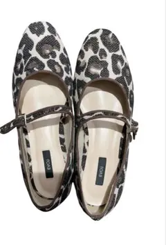 EVOL メリージェーンベルトフラットパンプス レオパード 24.0cm