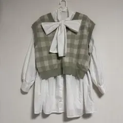 ナイスクラップ　ボウタイチュニック　ニットベスト