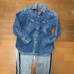 デニムダンガリーシャツ　150 ペンキデニムシャツ