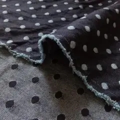 デニム生地　③ドット（インディゴブルー）　しっかり丈夫　リバーシブル　延長可です