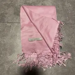 シルク カシミヤ混合ピンク ストール フリンジ付き