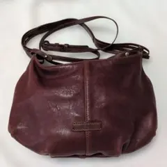 genten ブラウン レザー ショルダーバッグ