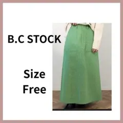B.C STOCK バイカラーペンシルフレアスカート 緑のサムネイル