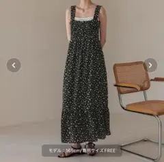 新品未開封】Omekashi フラワーパネルキャミワンピース ブラック 38