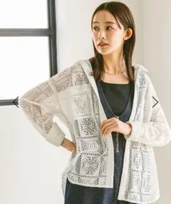 グローバルワーク　レースシャツ長袖　アイボリー　M