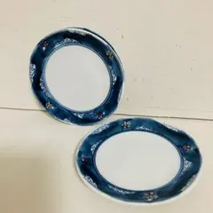 美濃焼 染錦古伊万里 豆皿 醤油皿 和食器 陶器 染付 小皿 受皿 2枚セット