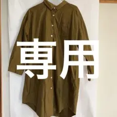 オリーブ色 シャツワンピース 長袖
