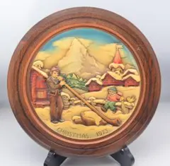 喜びの音　1973　Xmasプレート　アンリ　ANRI　木彫り　壁掛け　イタリア