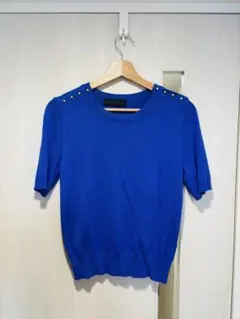 ZARA レディース 半袖ニット ブルー M