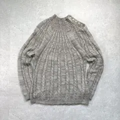 ケーブル編みニット 肩ボタン ハイネックセーター 上品 清楚 レトロ