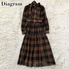 未使用級✨ダイアグラム 現行 ワンピース 2way ボウタイ ロング チェック