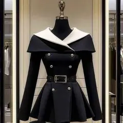 バイカラー ワンピース 冬服 ワンホン 韓国 長袖