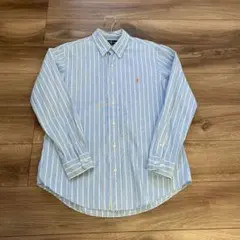 Ralph Lauren  ラルフローレン 長袖シャツ 刺繍ロゴ水色 ストライプ