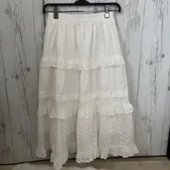 コットン レースフリル ティアードスカート