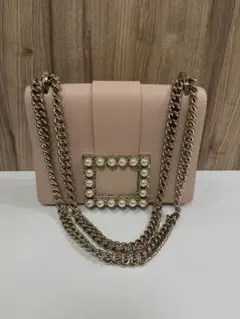 【未使用】ケイトスペード　レザー　チェーンバッグ　ピンク　フェイクパール