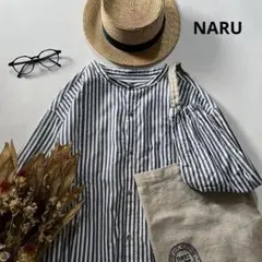c376＊ NARU バンドカラー コットンシャツワンピース 日本製のサムネイル