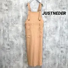 新品【JUSTNEDER】ロング丈ジャンパースカート サロペット オレンジ系 L