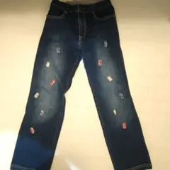 メゾピアノ　刺繍パッチ付きデニムパンツ130cm