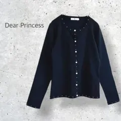 【Dear Princess】　クルーネック　カーディガン　パールボタン　黒