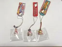 ハローキティ ご当地　日光限定　栃木　ストラップ 根付　猿