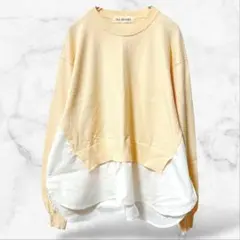 【Ray BEAMS】長袖ニットドッキングブラウス 体型カバー ゆるだぼ 春秋冬