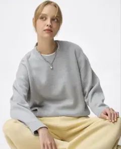 GU スウェットライクニットオーバーサイズL グレー