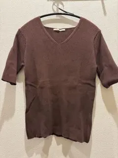 URBAN RESEARCH ブラウン Vネック 半袖ニット