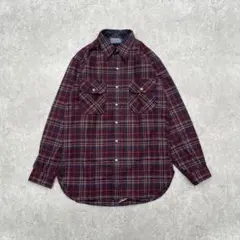 SIR PENDLETON【M】オンブレチェック ウール 長袖シャツ カットオフ SIR PENDLETON【M】オンブレチェック ウール 長袖シャツ カットオフ
