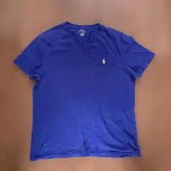 POLO ポロ・ラルフ・ローレン 青　紺色　Vネック Tシャツ Lサイズ