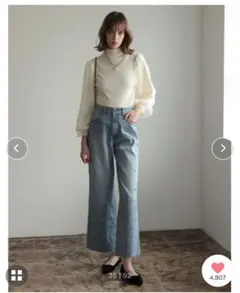 ラインストーンワイドストレートデニムパンツ Re:EDIT ZOZOTOWN