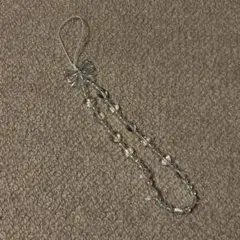 【未使用】ビーズストラップ 白 透明 オーロラ