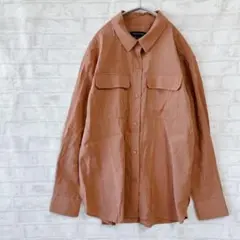 【バナナリパブリック】ブラウン 長袖シャツ M とろみ レディース a3265