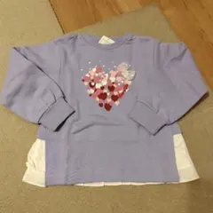 ラベンダー ハート柄 トレーナー 100cm~