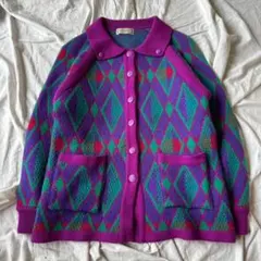 Yves Saint Laurent ニットカーディガン レトロ柄