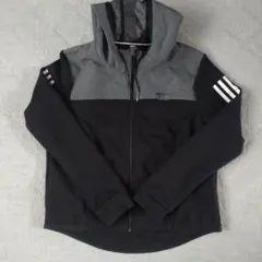 adidas フルジップパーカー グレー/ブラック