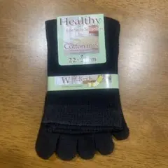 ブラック コットン混合 五本指ソックス 22~24cm 4足セット