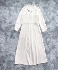 【ZARA】カットソーワンピース ロング丈 Aライン 春夏向け 金ボタン